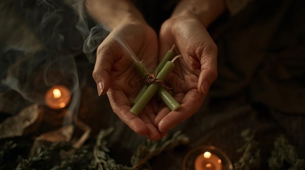 Using_Green_Candles_to_bind_lovers_with_burming_sage-thumbnail-600x600-95